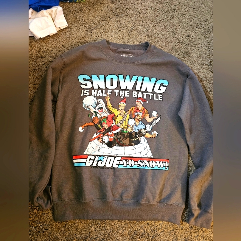 G.I.Joe Snowing is Half the Battle Officially Licensed Gray Sweatshirt Small